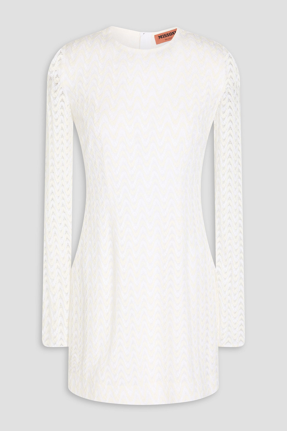 Missoni Crochet-knit Wool-blend Mini Dress In Ivory