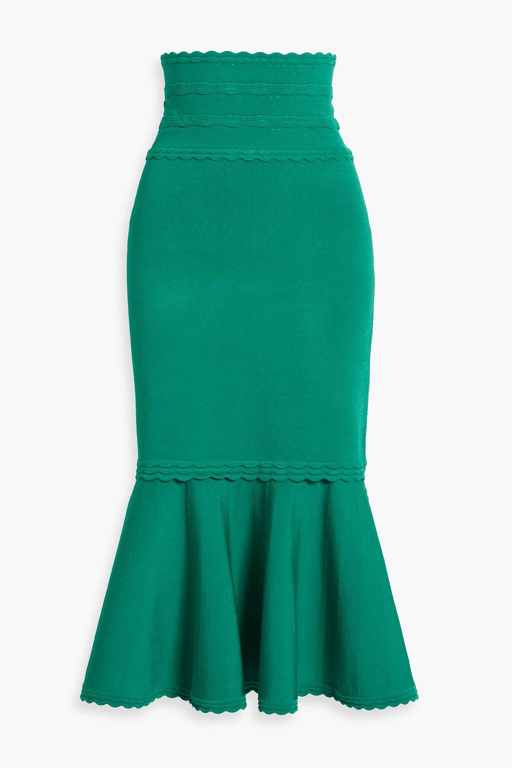VICTORIA BECKHAM Fluted pointelle knit midi skirt THE OUTNET
