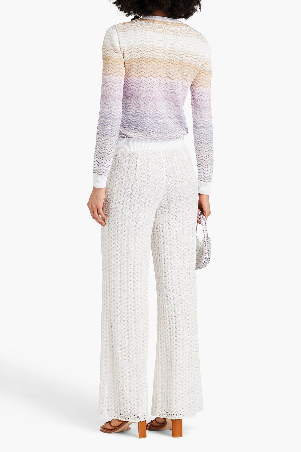 MISSONI بنطلون بأرجل واسعة من مزيج الصوف بحبكة كروشيه