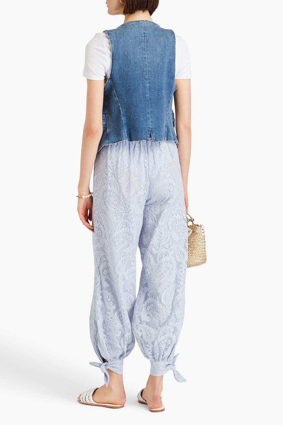 Zimmermann Cotton-blend Corded Lace Tapered Pants In Sky Blue