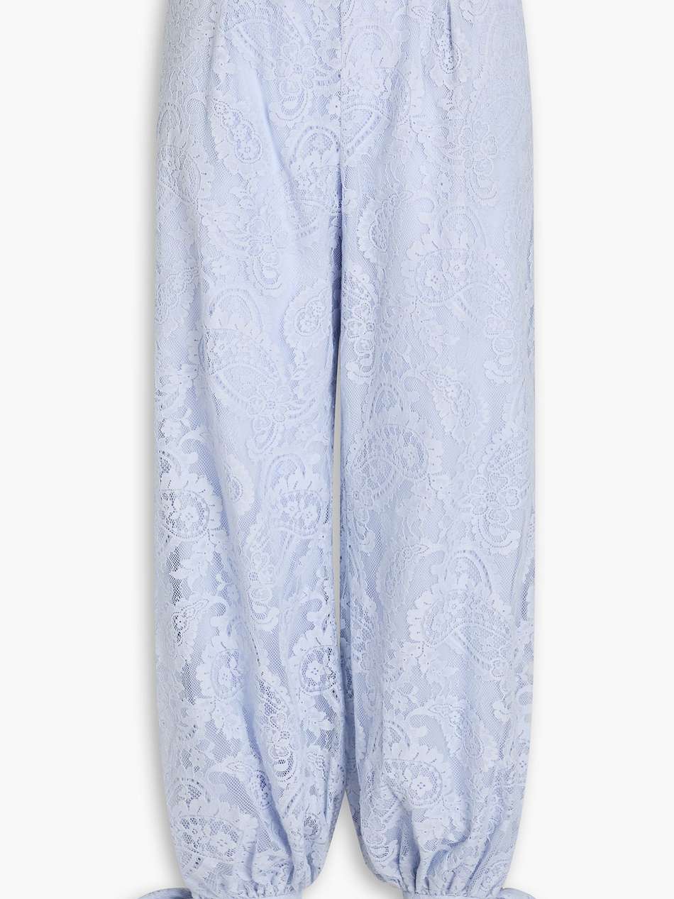 cotton-blend corded lace tapered pants