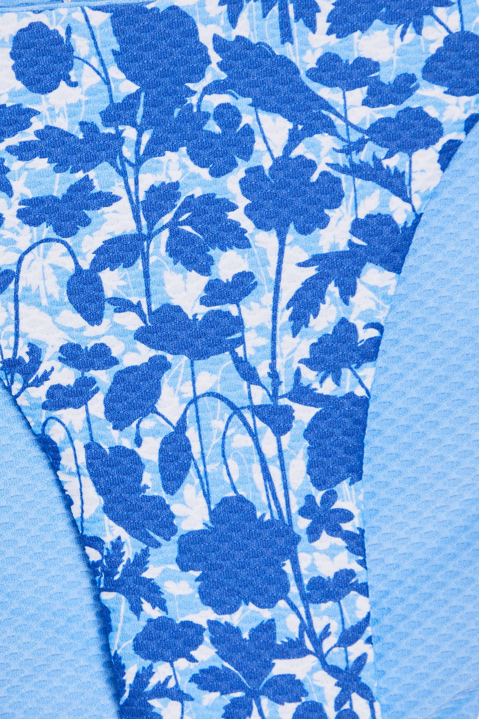 Heidi Klein Tuscany Floral-print Stretch-piqué Low-rise Bikini Briefs In Light Blue