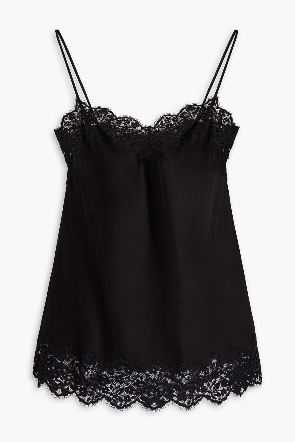 Zimmermann Tama Lace-trimmed Satin Camisole In Black