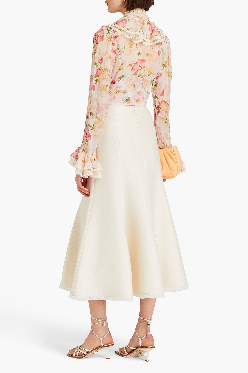 ZIMMERMANN Pussy-bow ruffled floral-print silk-crepon blouse