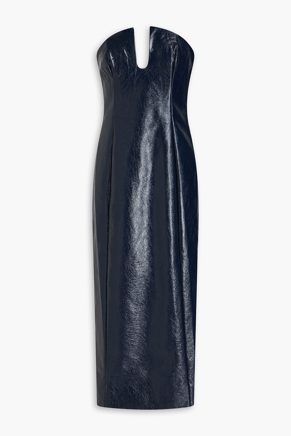 Nicholas Katherine U Shape Strapless Midi Dress In Midnight Blue