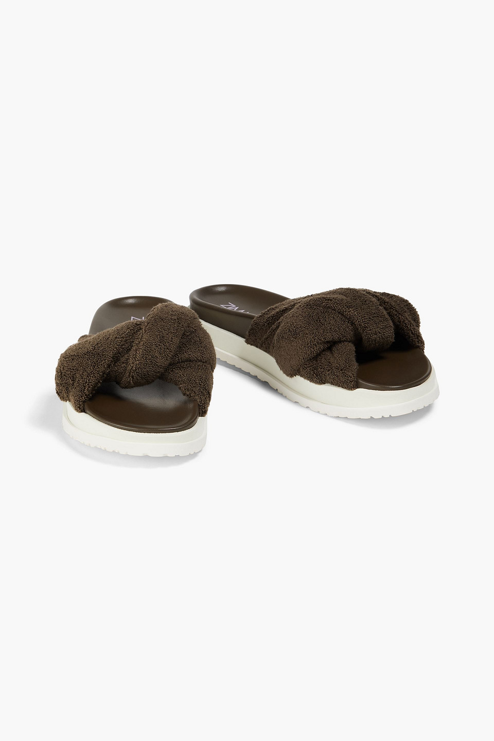 Shop Zimmermann Twisted Terry Slides In Chocolate