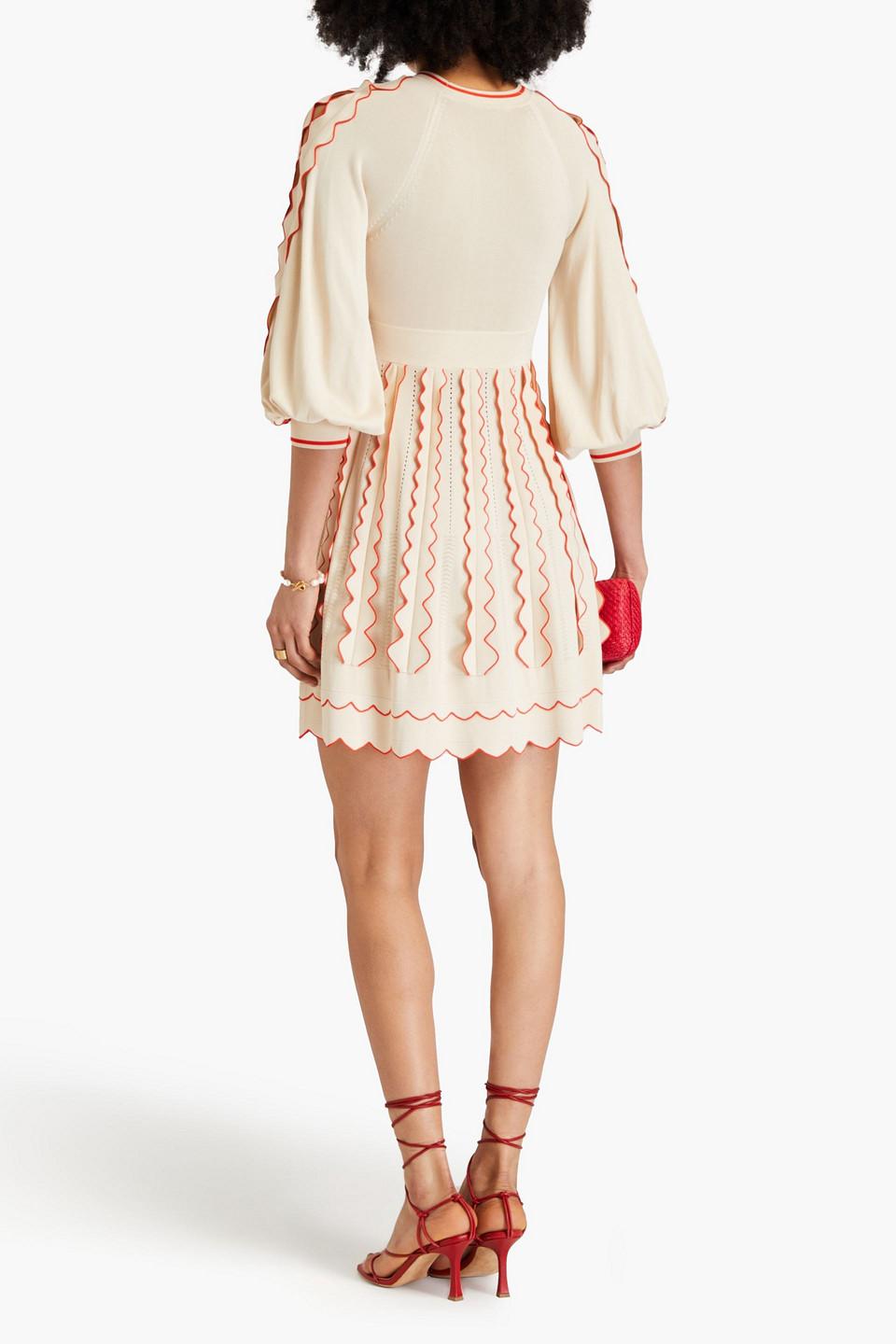 ZIMMERMANN SCALLOPED STRETCH-KNIT MINI DRESS 
