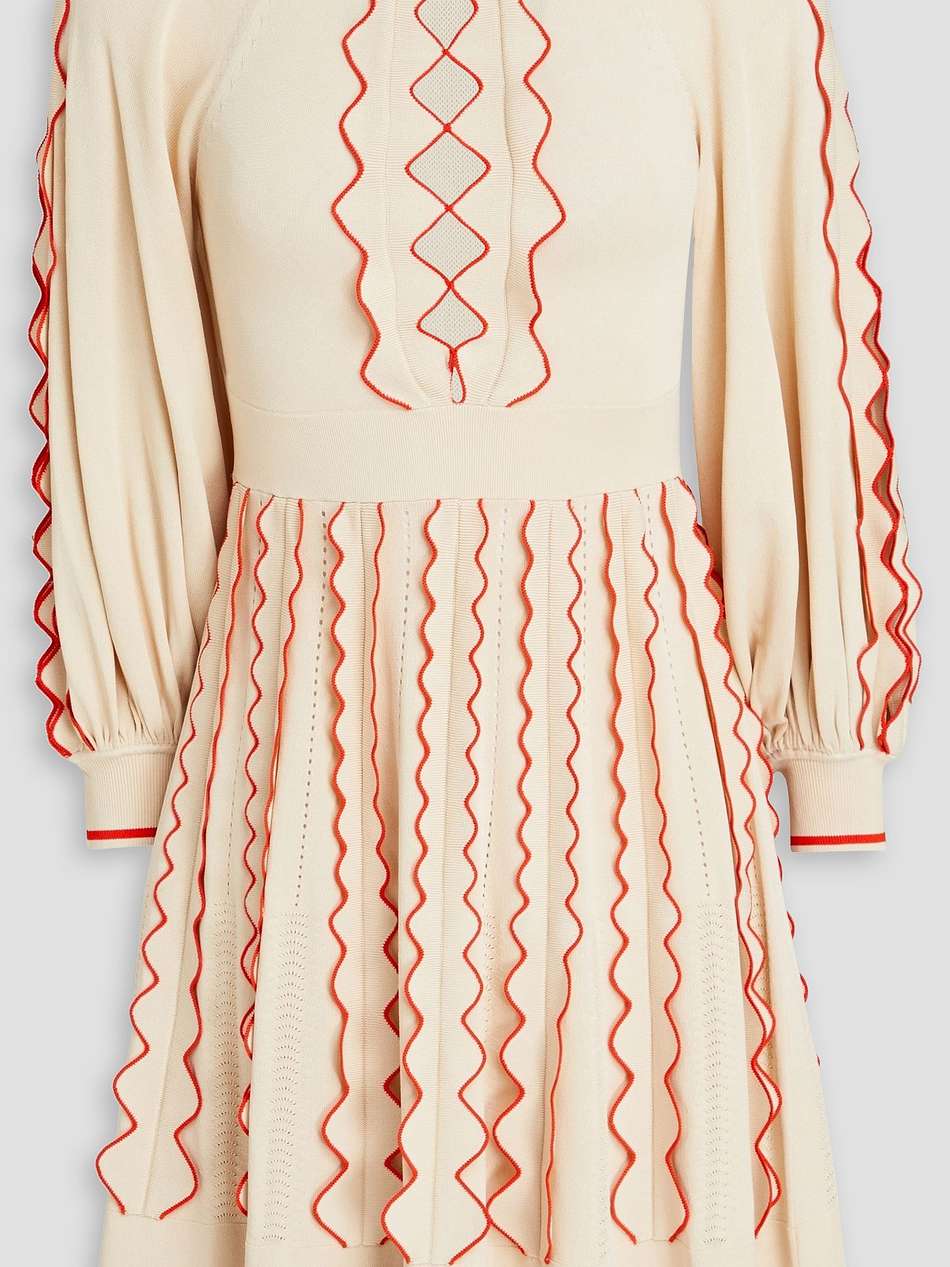 scalloped stretch-knit mini dress