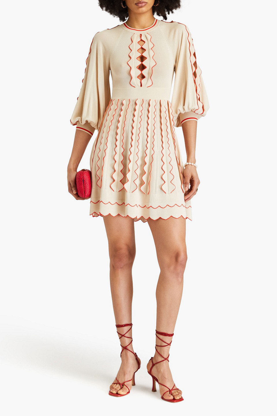 ZIMMERMANN SCALLOPED STRETCH-KNIT MINI DRESS 