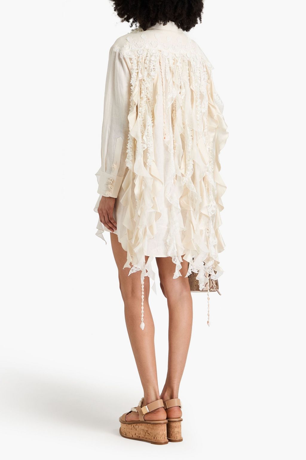ZIMMERMANN Hemdkleid in Minilänge aus Leinen mit Verzierung