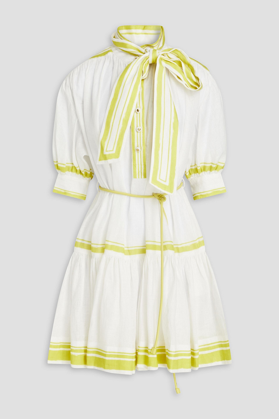 Zimmermann Striped Linen Mini Shirt Dress In White
