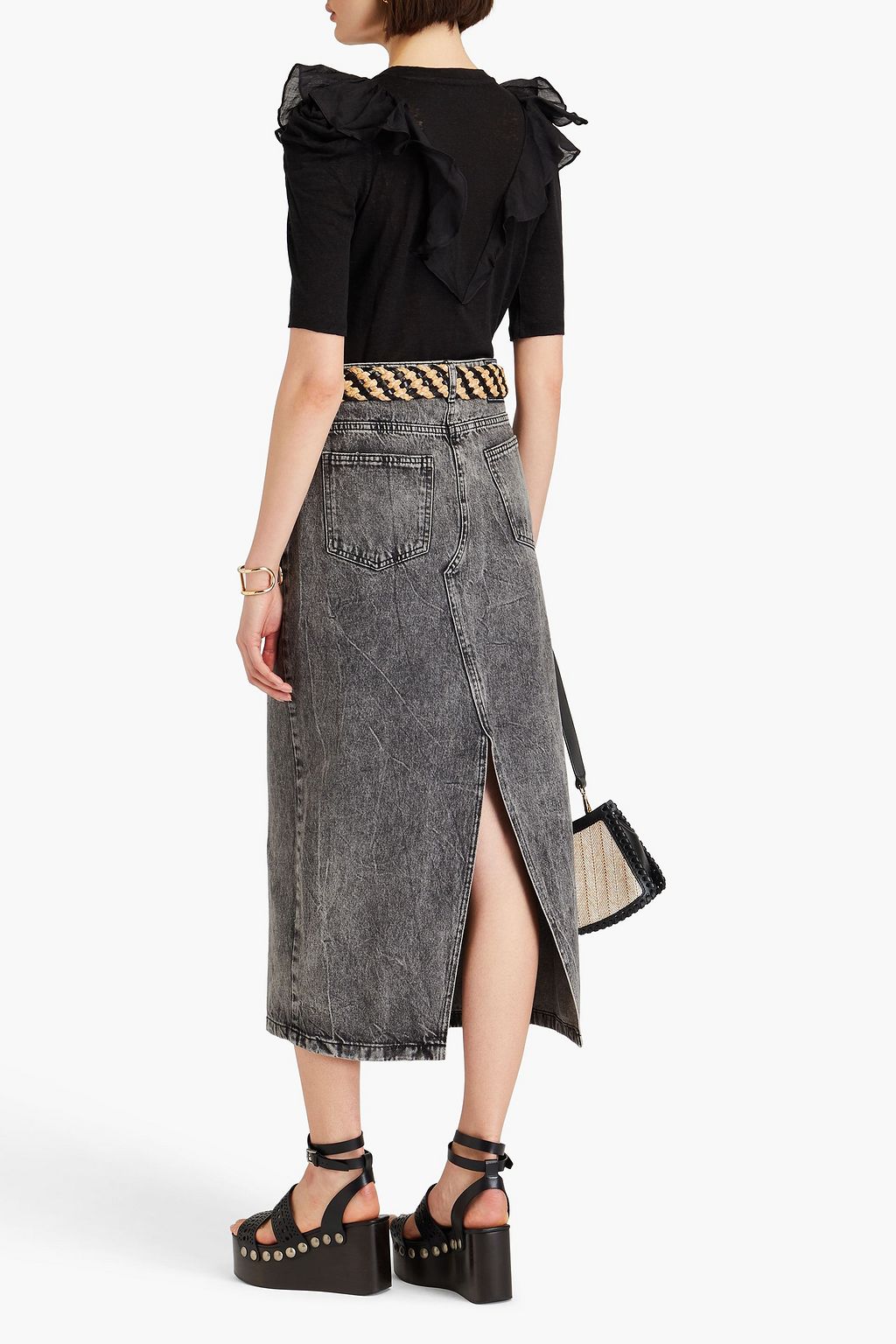 ZIMMERMANN Ruffled linen and cotton-blend jersey top