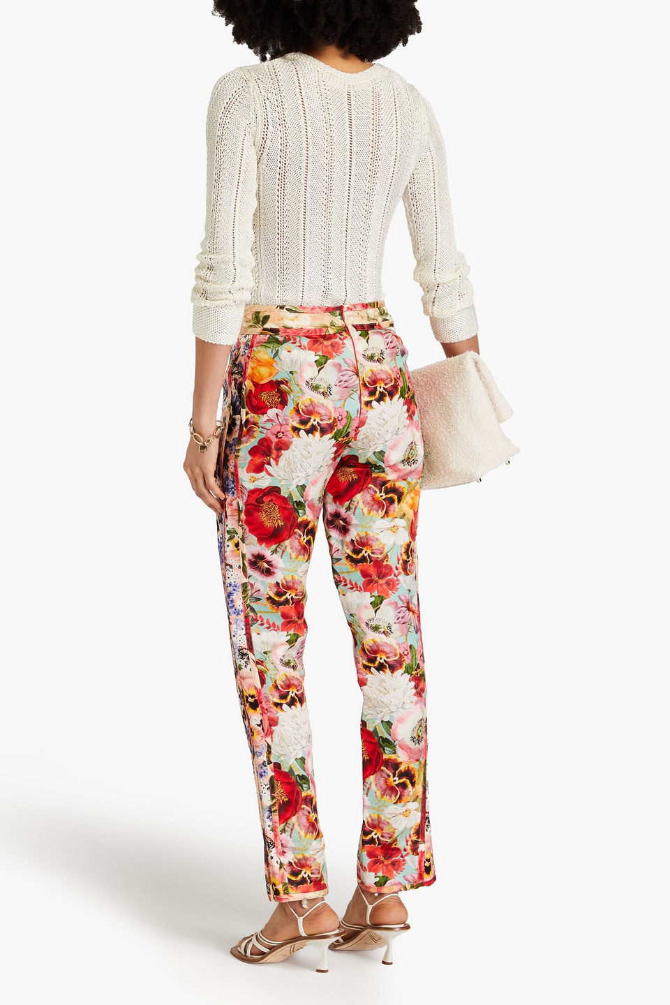 Shop Zimmermann Floral-print Linen And Silk-blend Straight-leg Pants In Red