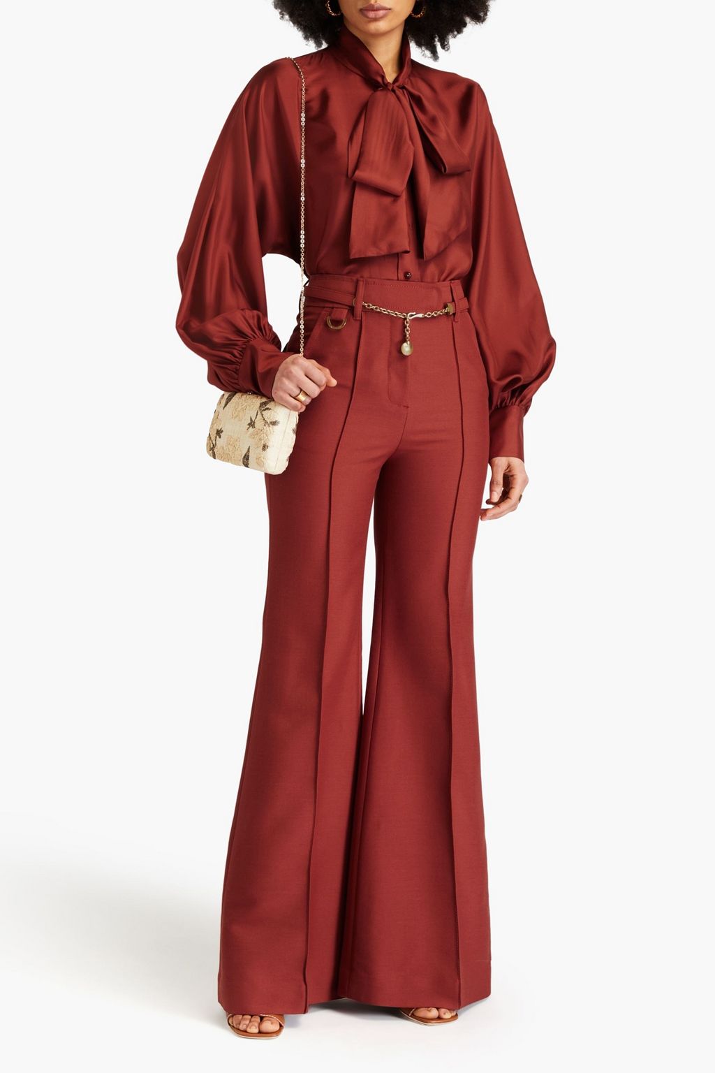 ZIMMERMANN Pussy-bow silk-twill blouse