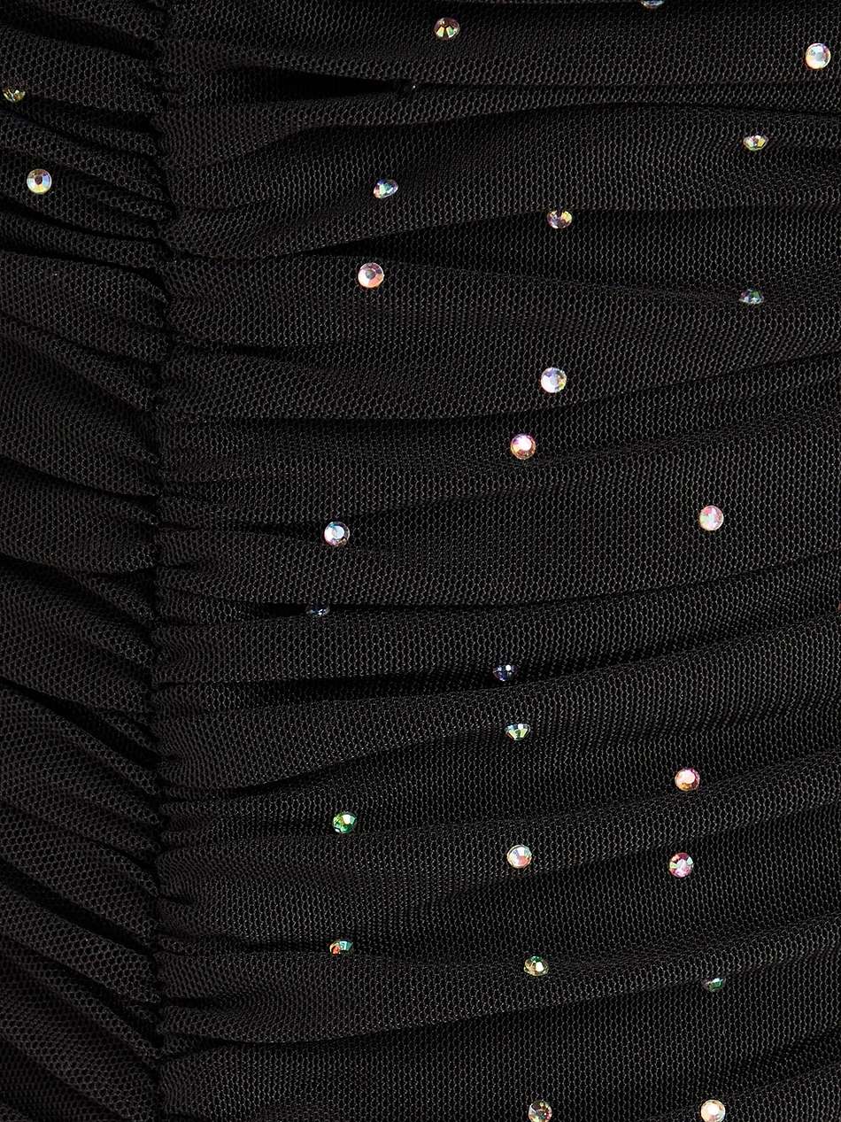 crystal-embellished tulle mini dress
