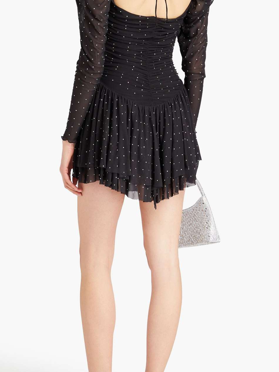 crystal-embellished tulle mini dress