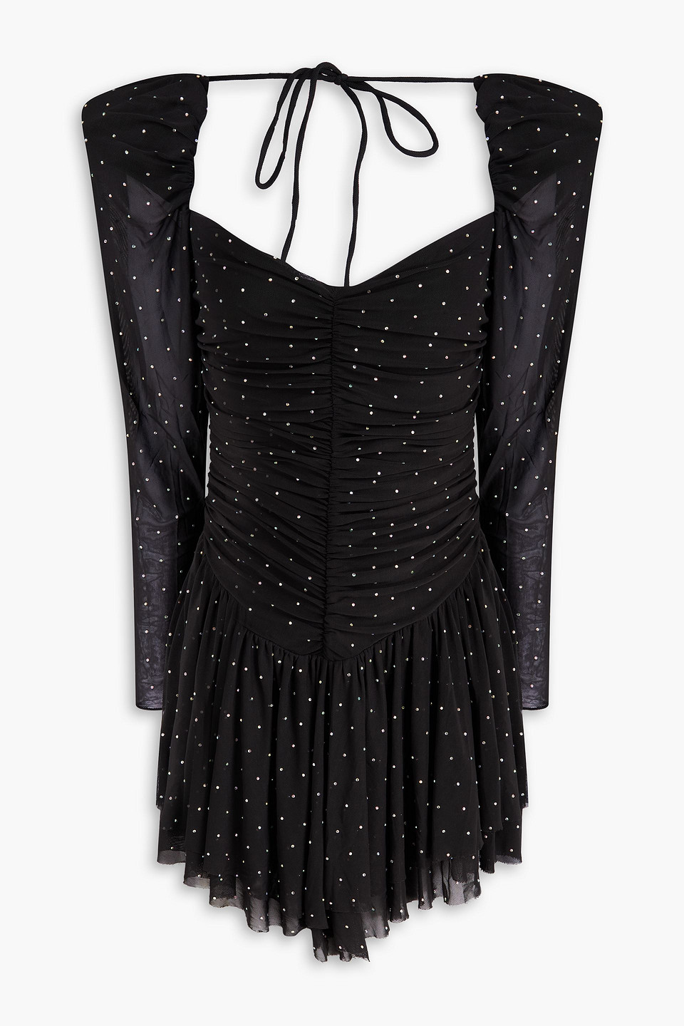 Rotate Birger Christensen Crystal-embellished Tulle Mini Dress In Black