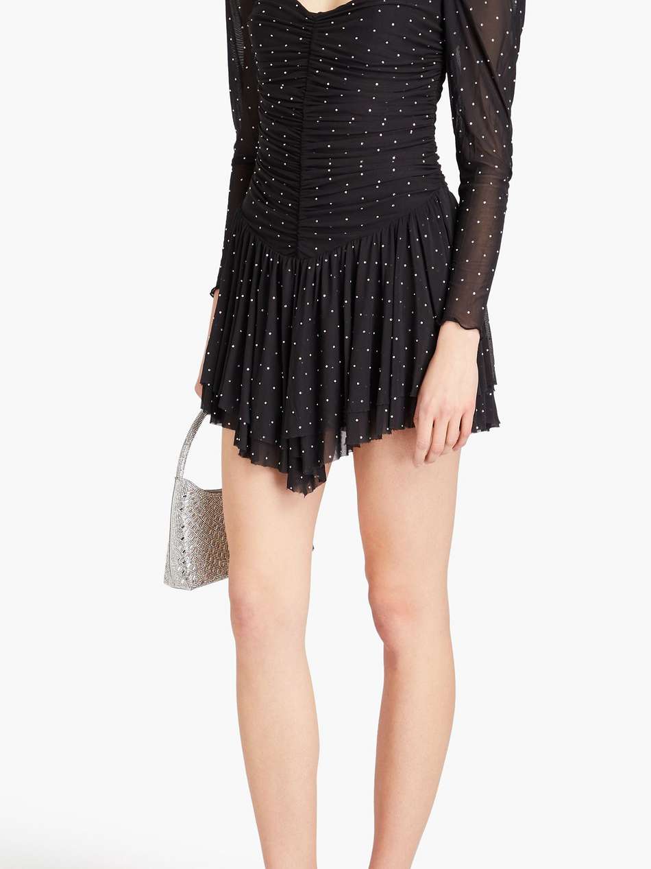crystal-embellished tulle mini dress
