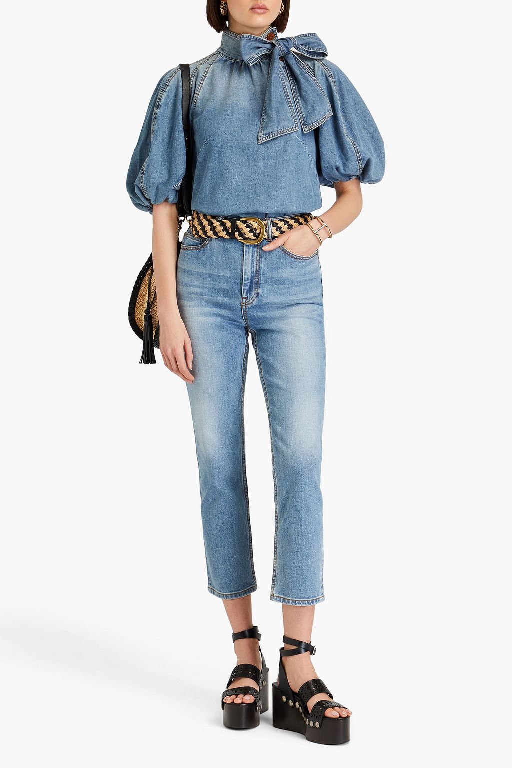 ZIMMERMANN Oberteil aus Denim mit Schluppe