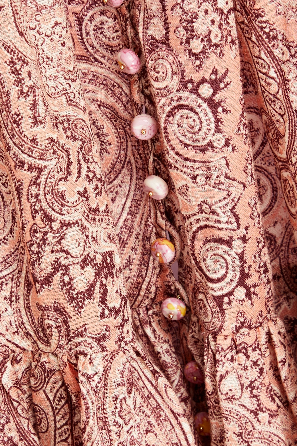 Zimmermann Lace-trimmed Paisley-print Linen Mini Dress In Antique Rose