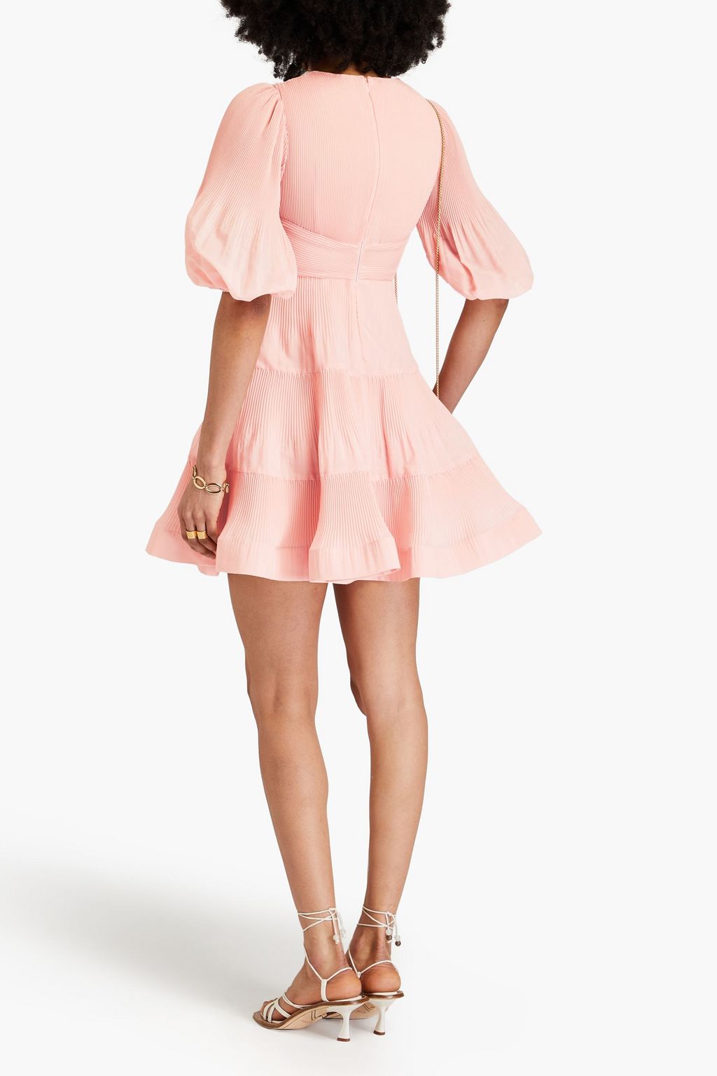 ZIMMERMANN Tiered plissé-organza mini dress