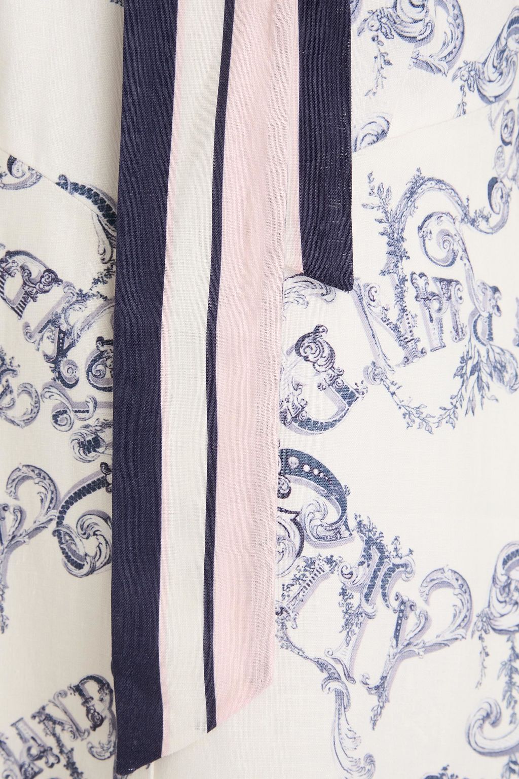 ZIMMERMANN リネン ミディワンピース リボンタイ プリント入り