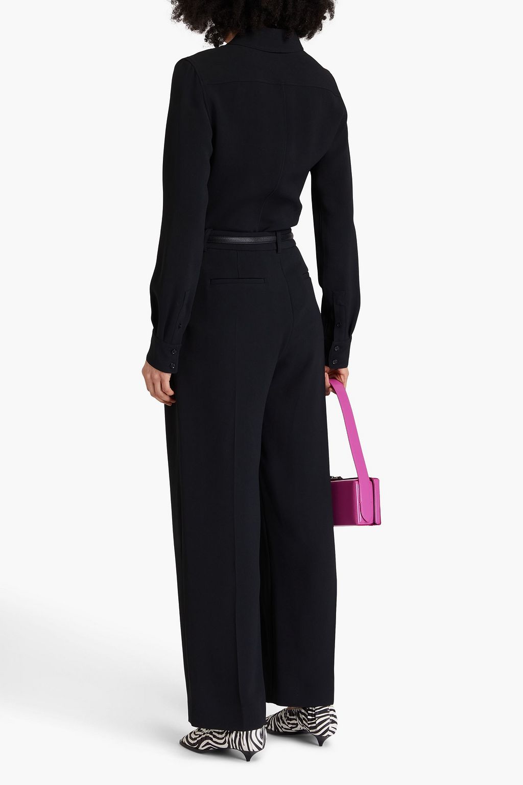 VICTORIA BECKHAM بنطال من الكريب بأرجل واسعة
