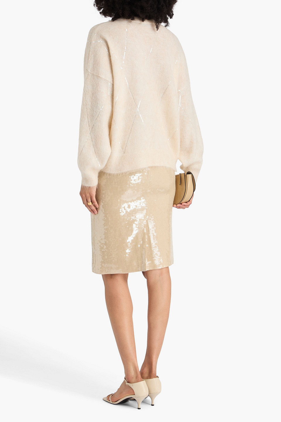 Brunello Cucinelli Sequin-embellished Knitted Sweater In Neutral
