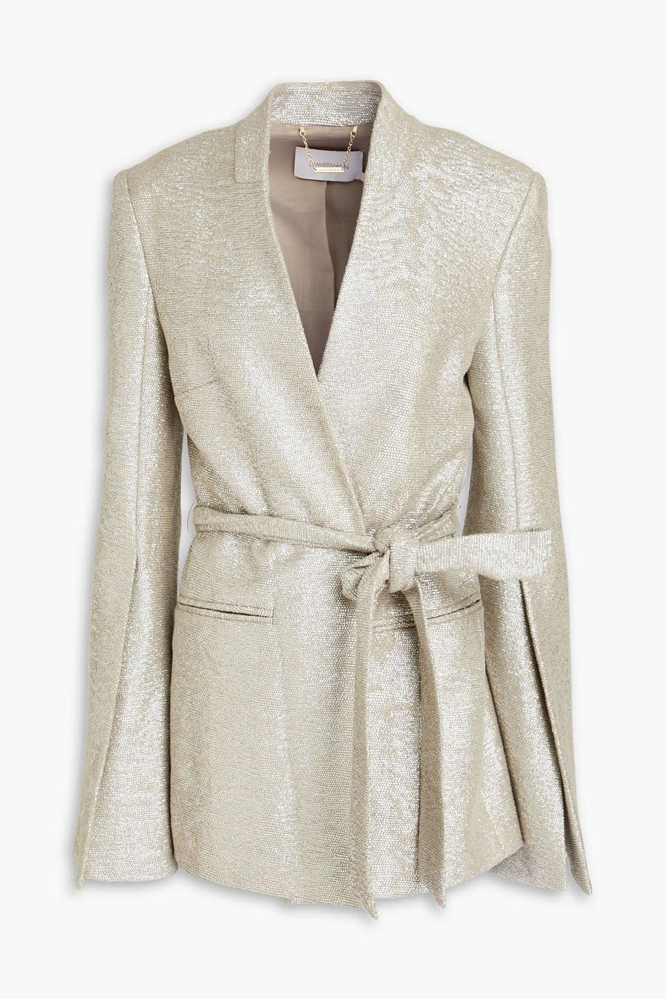 Zimmermann Metallic Cotton-bouclé Blazer In Platinum