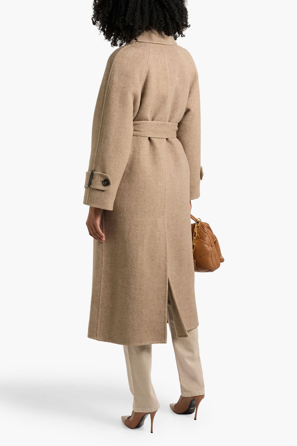 BRUNELLO CUCINELLI Herringbone wool and cashmere-blend coat