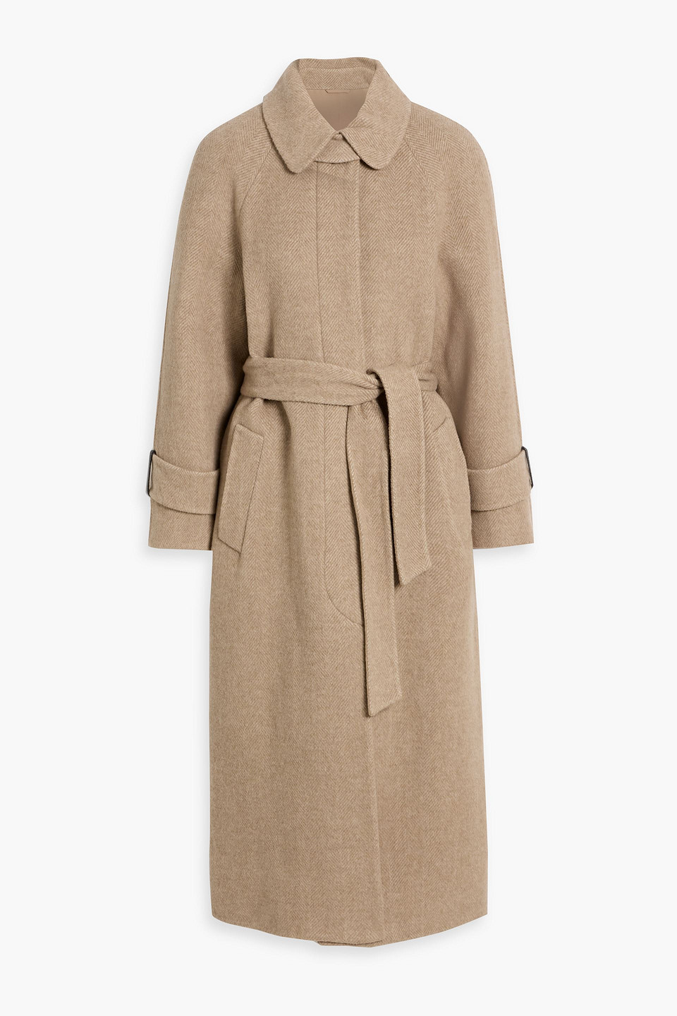 Brunello Cucinelli Herringbone Wool And Cashmere-blend Coat In Brown