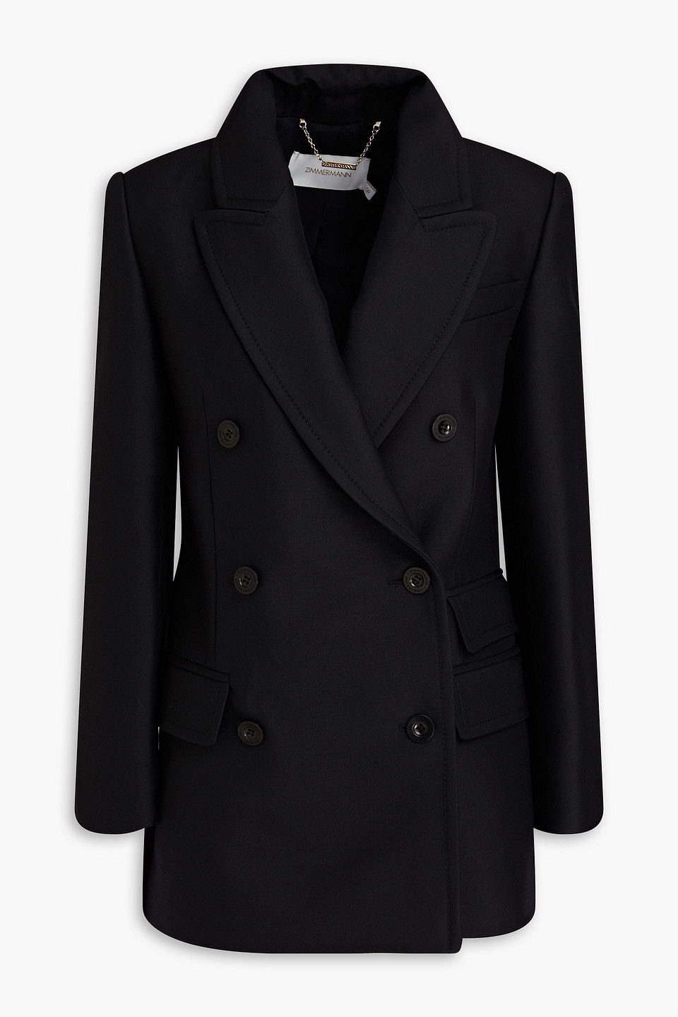 Zimmermann Double-breasted Wool-blend Blazer In Black