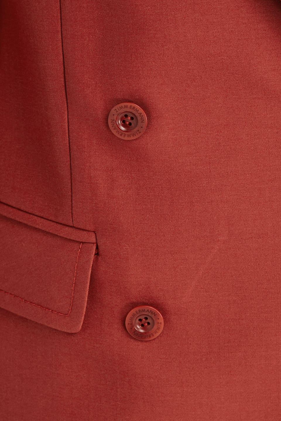 Zimmermann Double-breasted Wool-blend Blazer In Brick