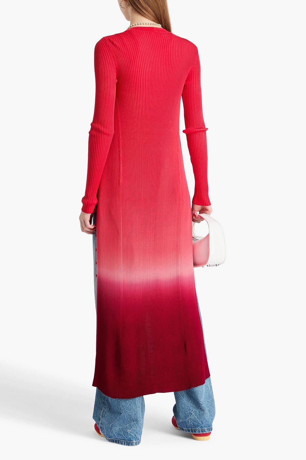 STAUD Shoko dégradé ribbed-knit midi dress