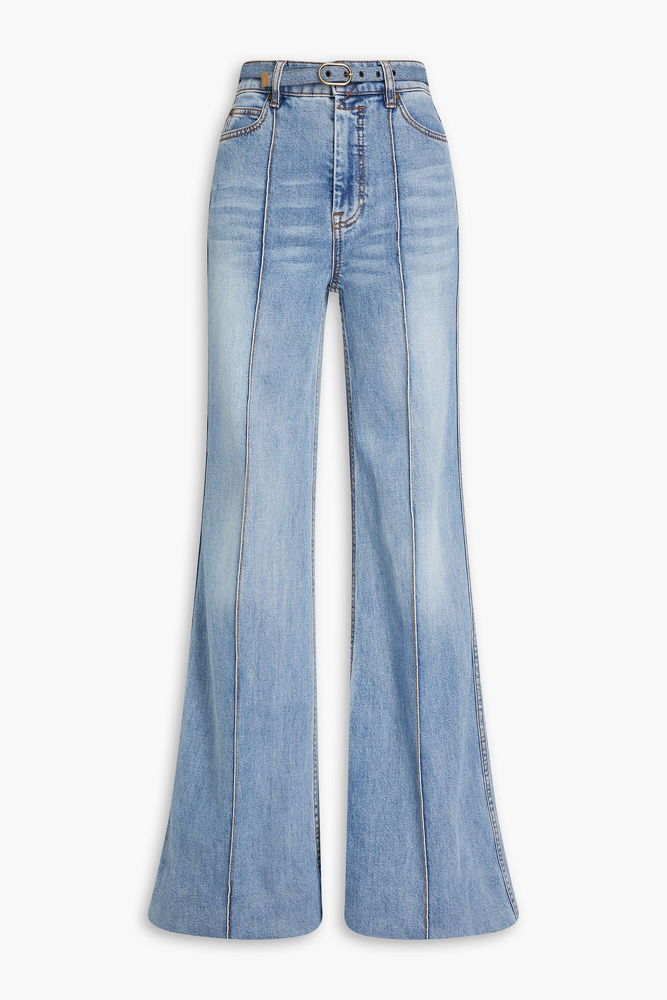 Zimmermann Belted High-rise Flared Jeans In Hellblauer Denim