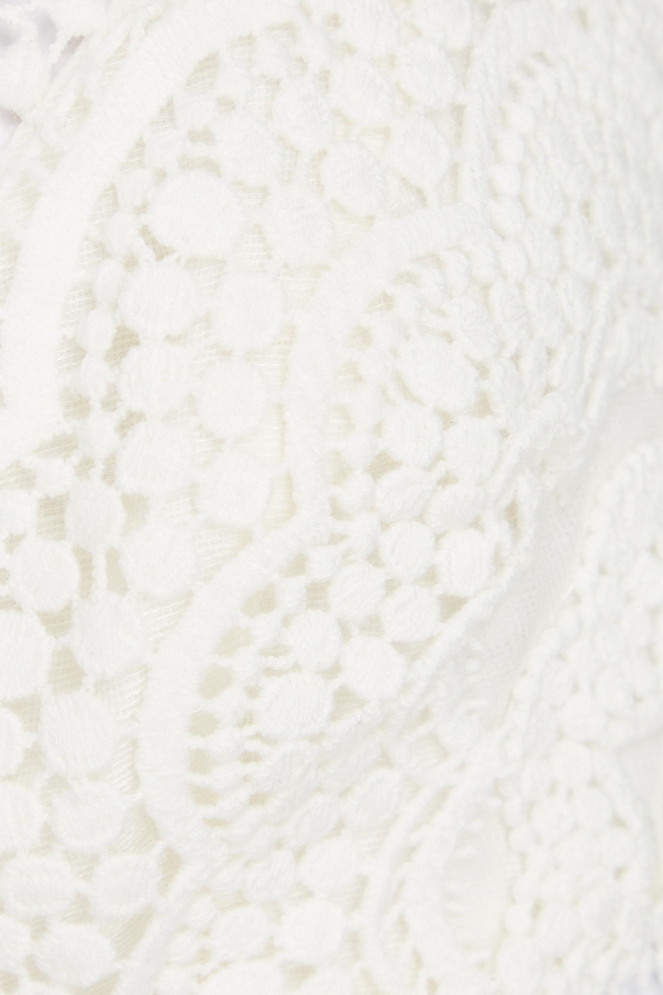 Shop Zimmermann Linen And Silk-blend Crocheted Lace Bra Top In Ivory