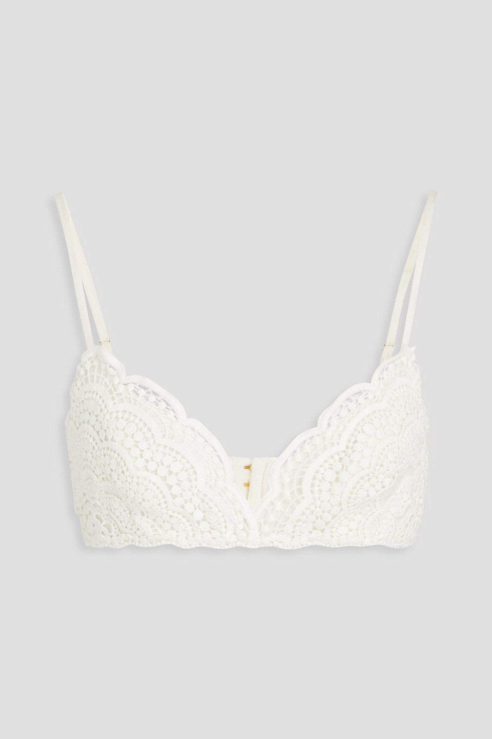 Zimmermann Linen And Silk-blend Crocheted Lace Bra Top In Ivory