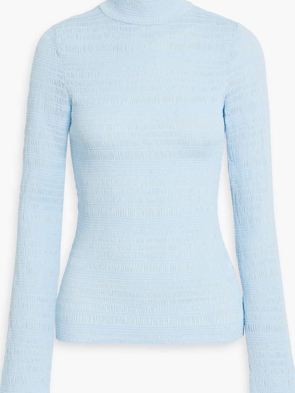 shirred tulle turtleneck top