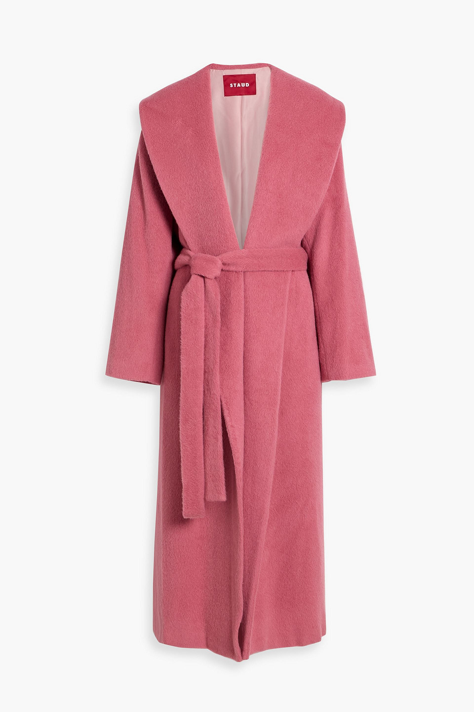 Staud Dakota Belted Wool And Alpaca-blend Coat In Pink