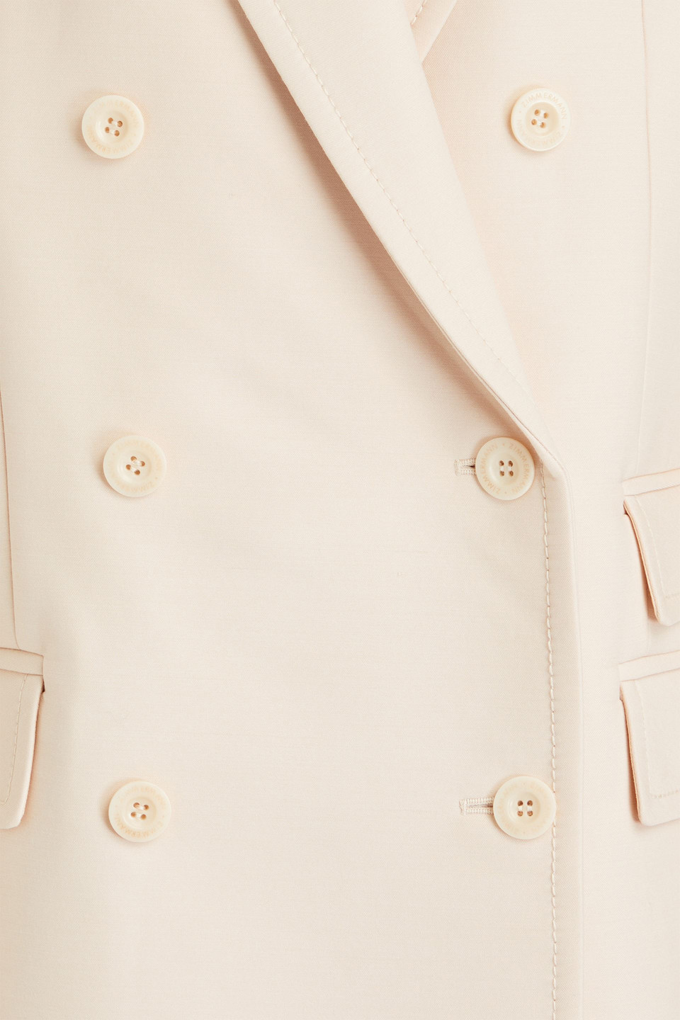 Zimmermann Double-breasted Wool-blend Blazer In Ivory
