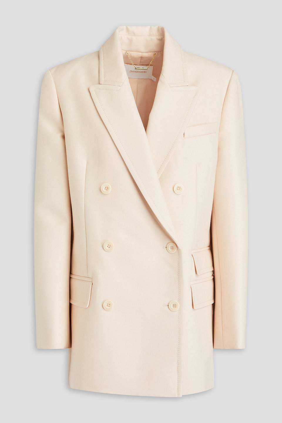 Zimmermann Double-breasted Wool-blend Blazer In Ivory