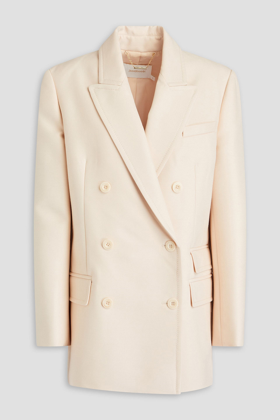 Zimmermann Double-breasted Wool-blend Blazer In Neutral