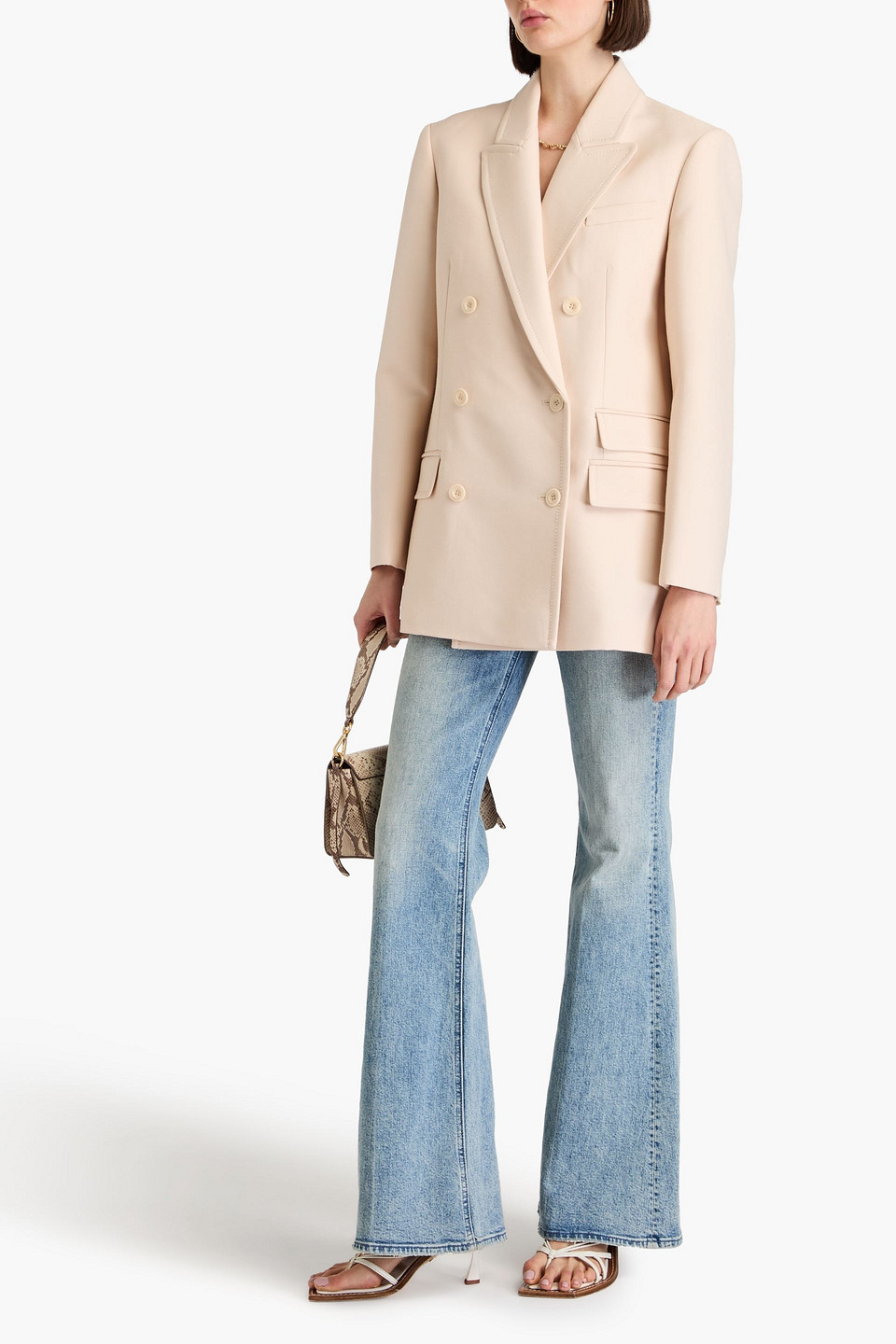 Zimmermann Double-breasted Wool-blend Blazer In Ivory