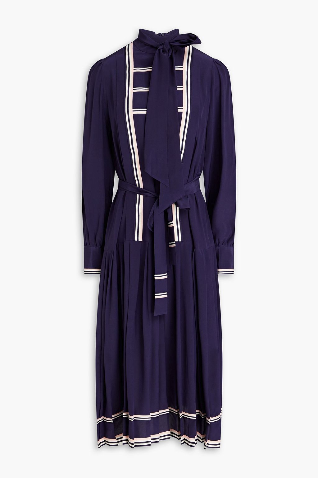 ZIMMERMANN Pussy bow pleated silk satin midi dress THE OUTNET