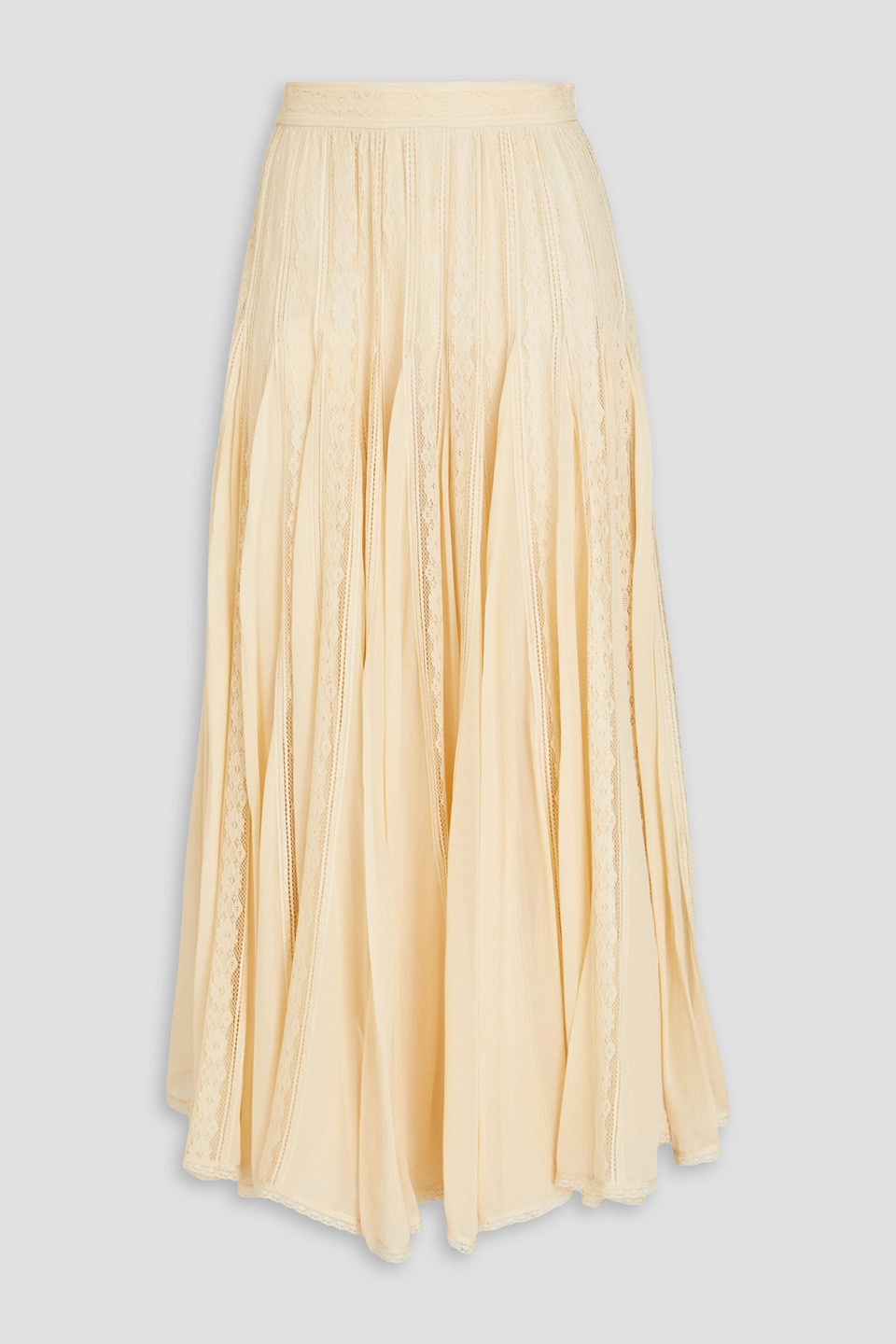 Zimmermann - Pleated lace and chiffon maxi skirt - White - 0