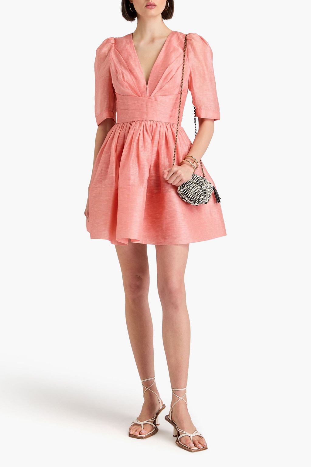 ZIMMERMANN Wonderland gathered linen and silk-blend organza mini dress