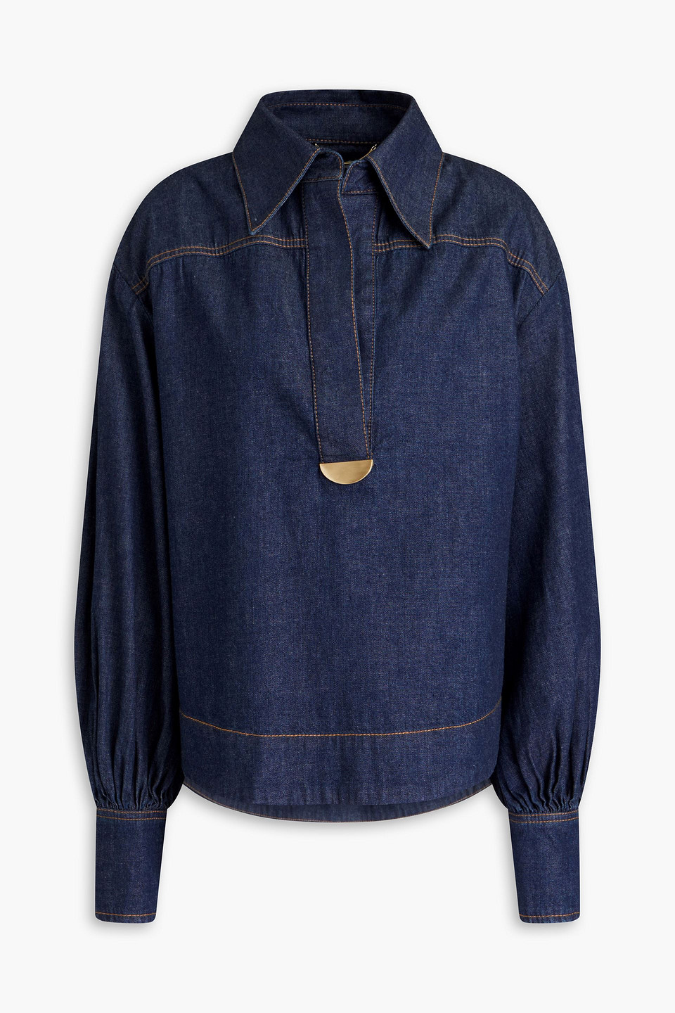 Zimmermann Appliquéd Denim Shirt In Dark Denim