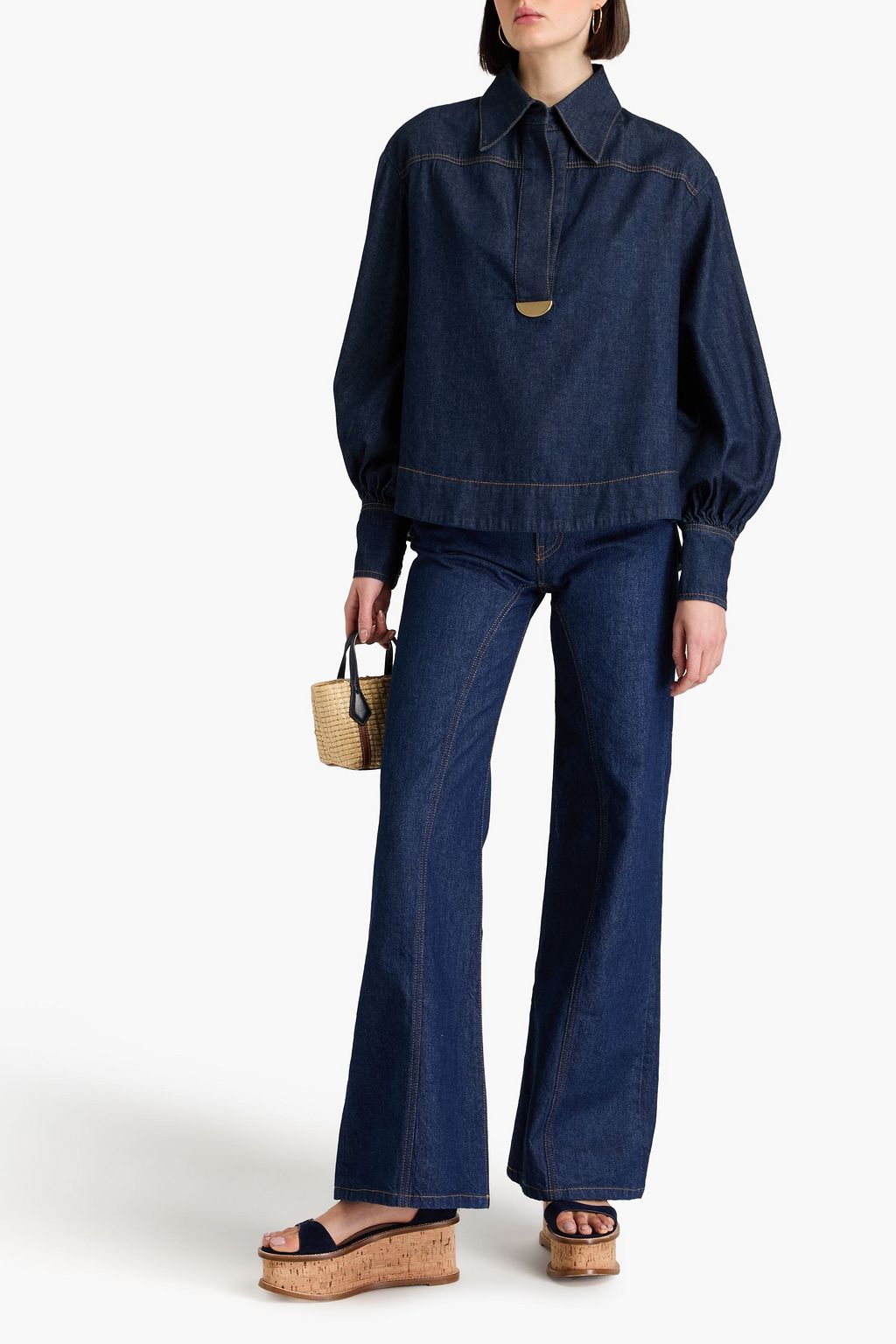 ZIMMERMANN Appliquéd denim shirt | THE OUTNET