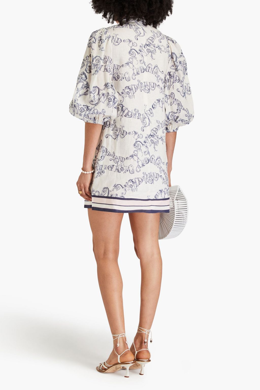 ZIMMERMANN Pussy bow printed linen mini dress