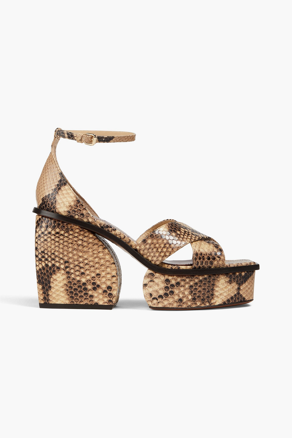Zimmermann Snake-effect Leather Platform Sandals In Animal Print